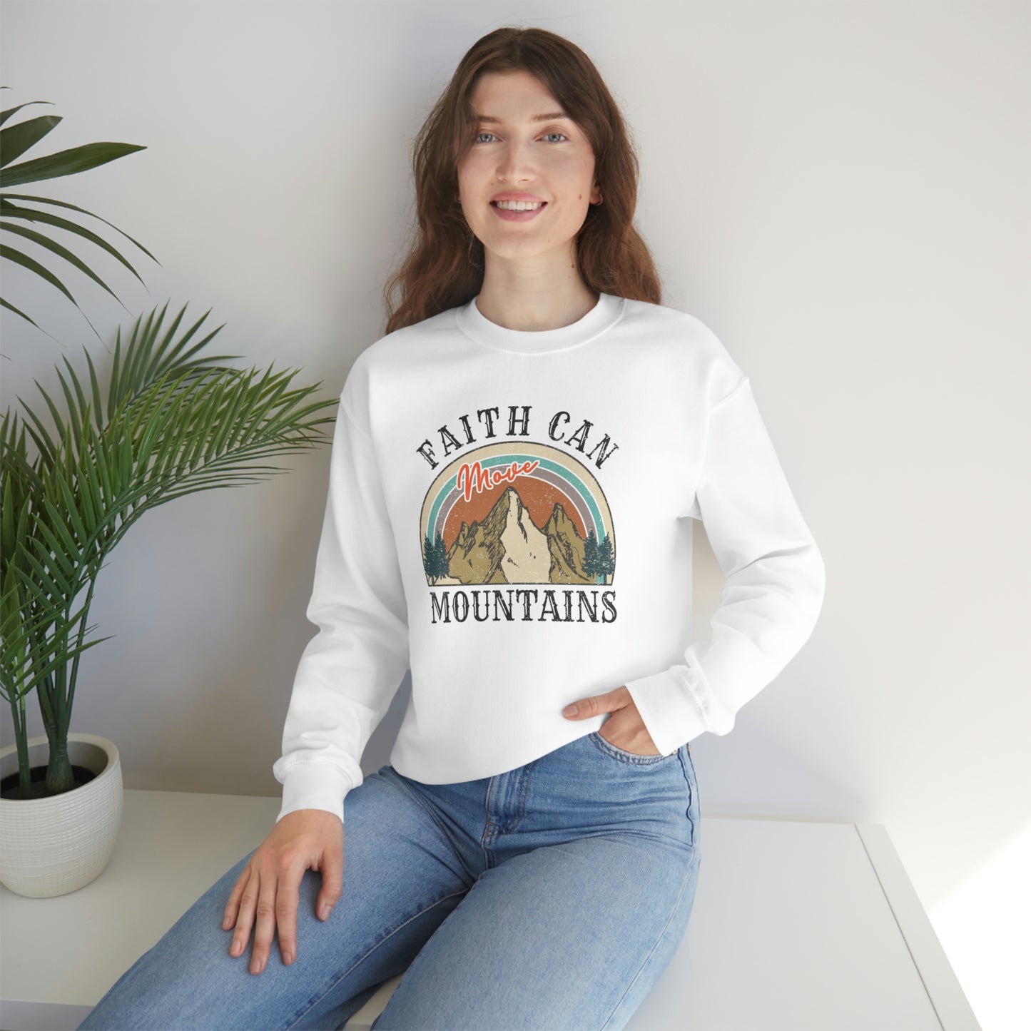 "Faith Can Move Mountains" Unisex Heavy Blend™ Crewneck Sweatshirt