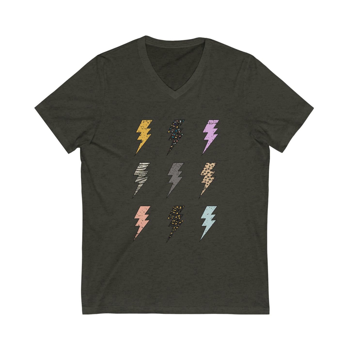 "Lightening Bolt Tee" Unisex Jersey Short Sleeve V-Neck Tee