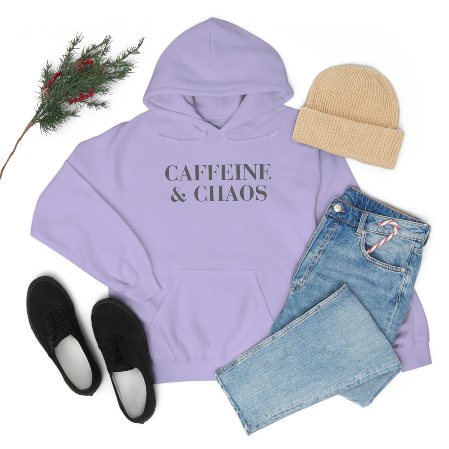 "Caffeine and Chaos" Unisex Heavy Blend™ Hooded Sweatshirt