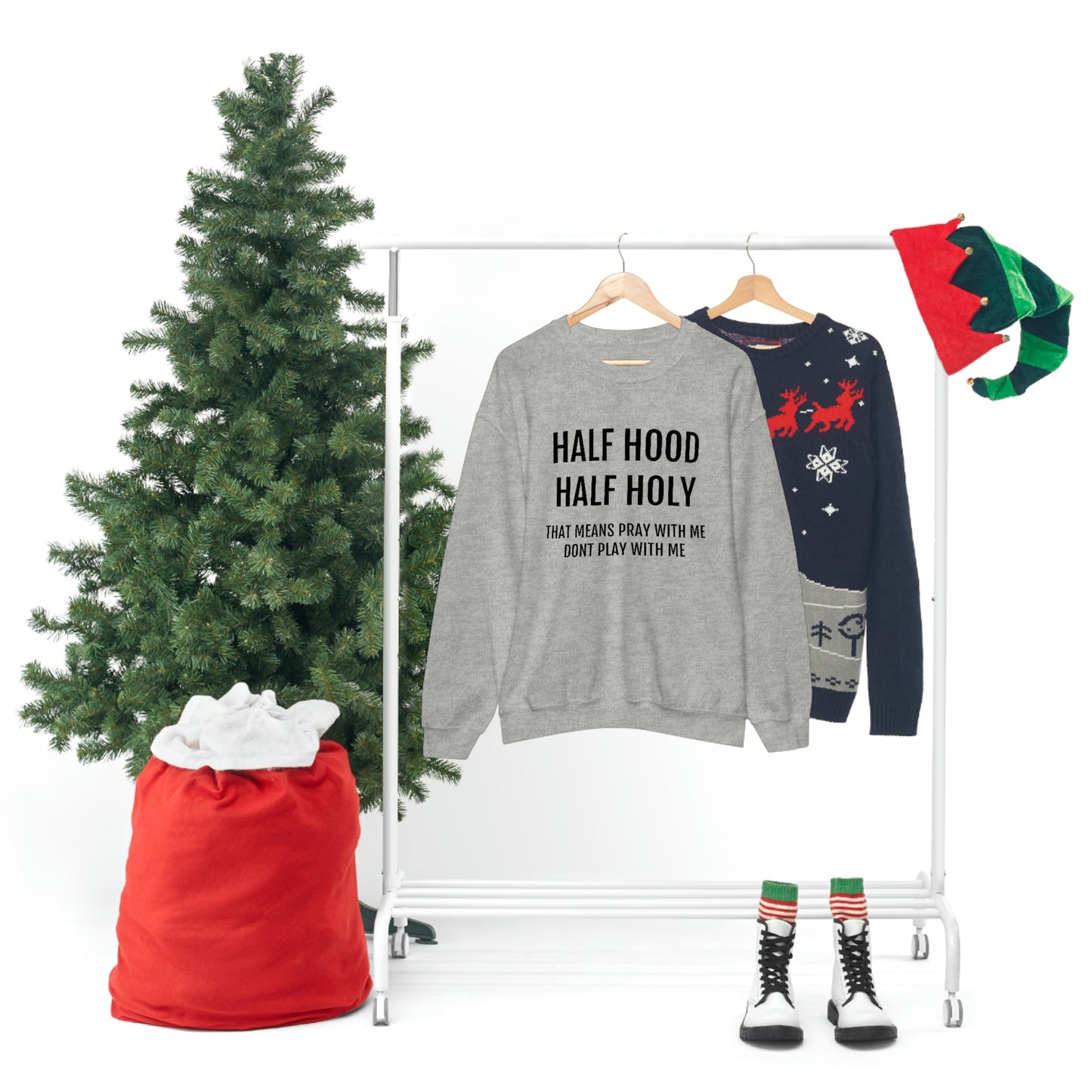 “Half Hood Half Holy” Unisex Heavy Blend™ Crewneck Sweatshirt