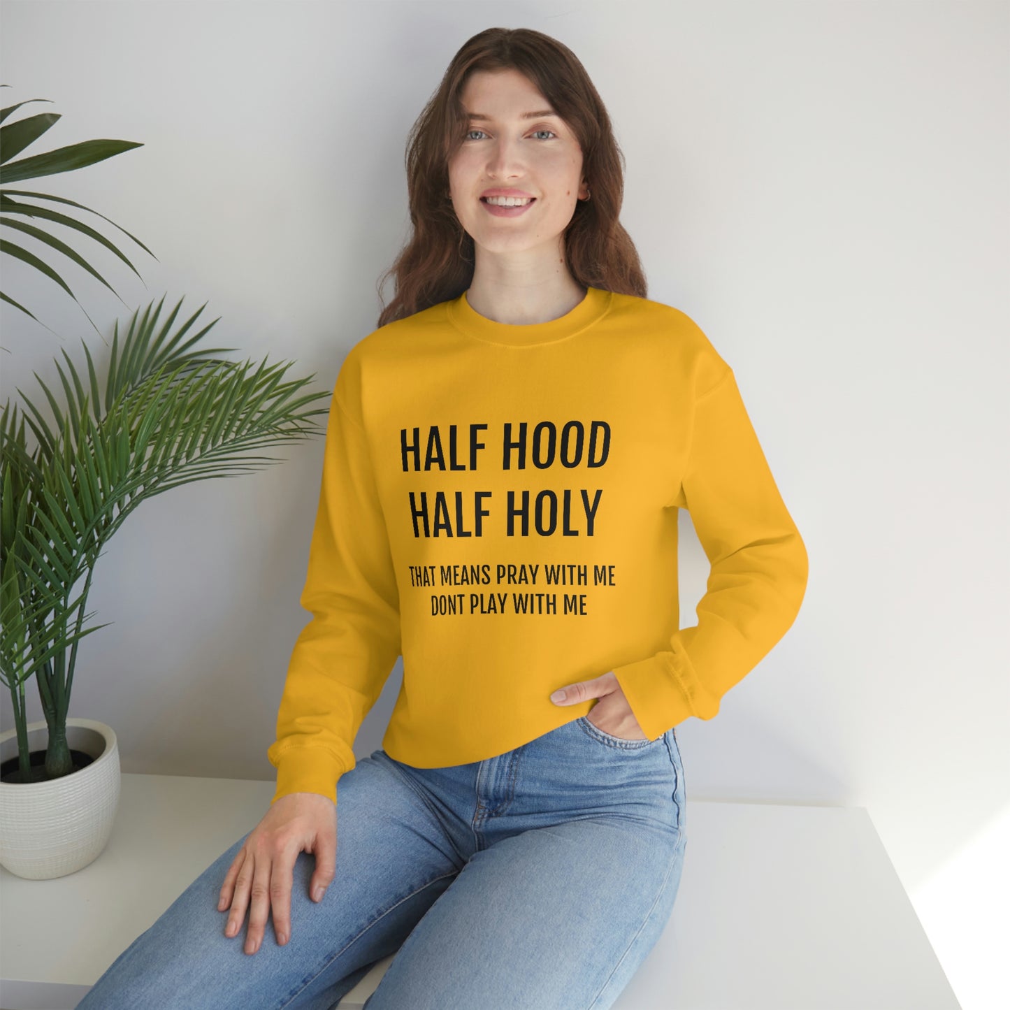 “Half Hood Half Holy” Unisex Heavy Blend™ Crewneck Sweatshirt