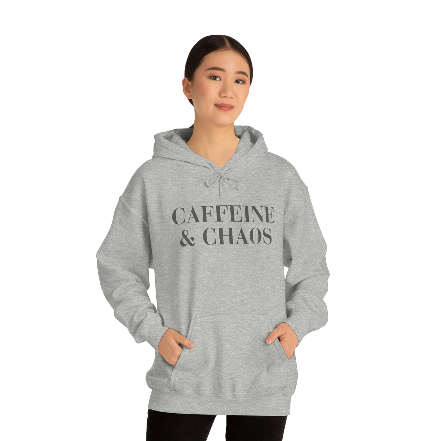 "Caffeine and Chaos" Unisex Heavy Blend™ Hooded Sweatshirt