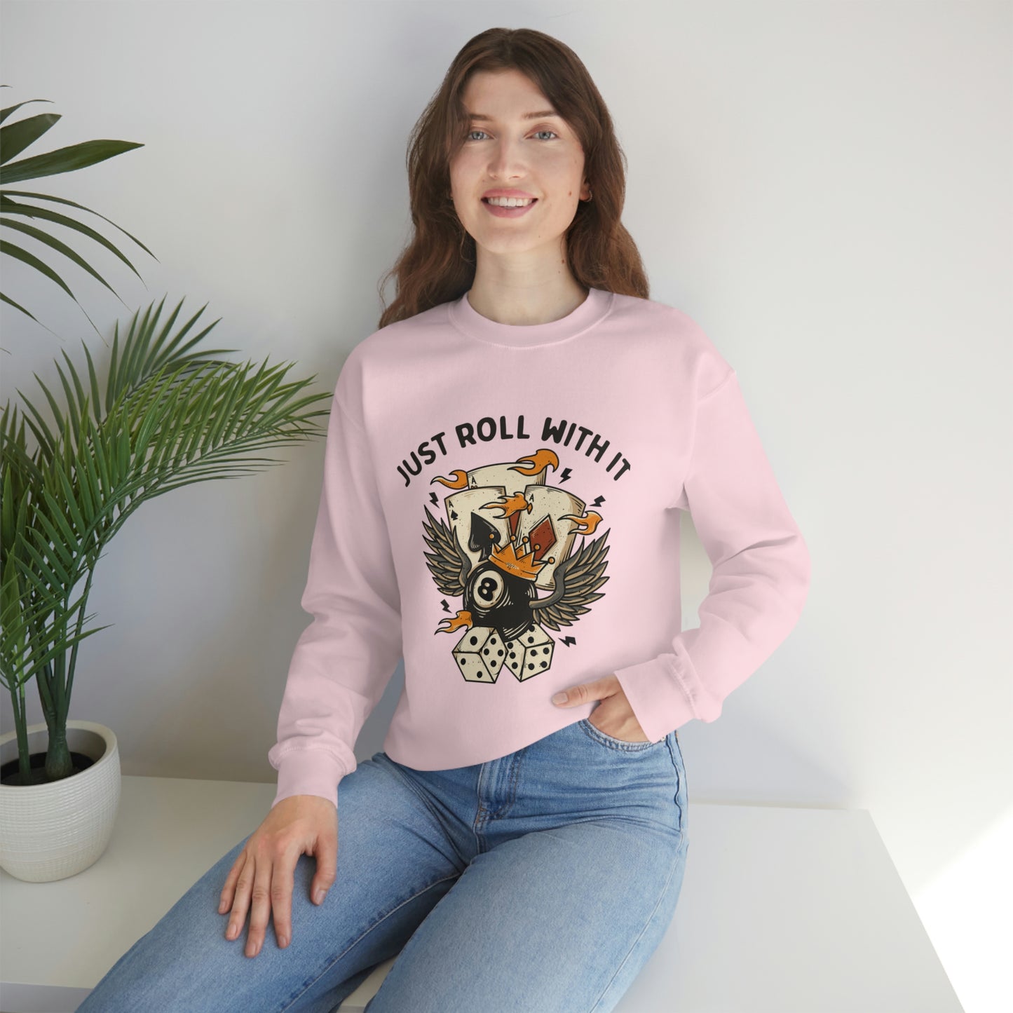 "Just Roll With It" Unisex Crewneck Sweatshirt
