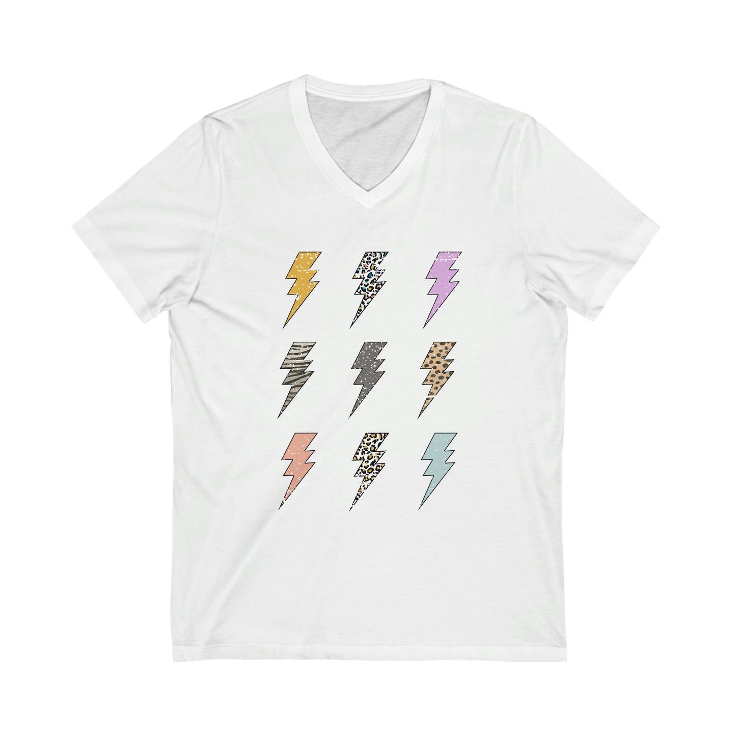 "Lightening Bolt Tee" Unisex Jersey Short Sleeve V-Neck Tee