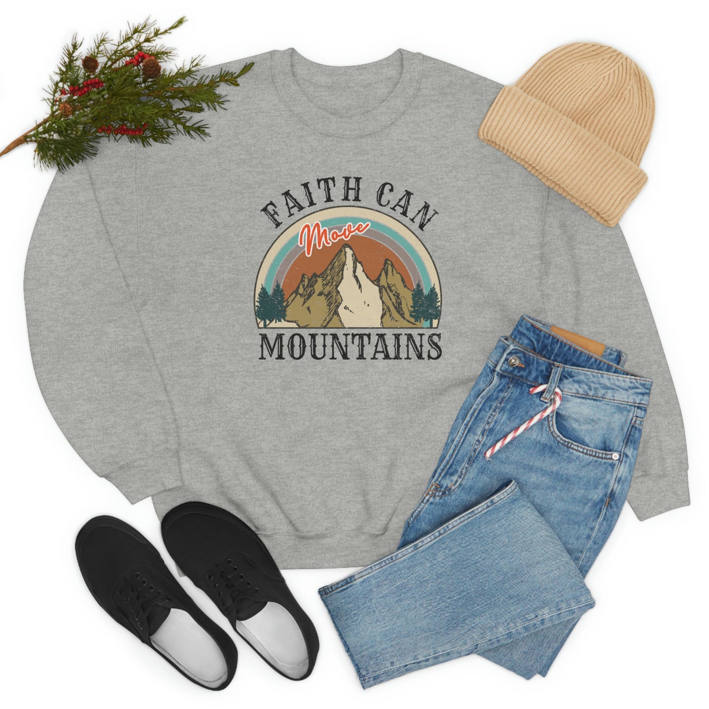 "Faith Can Move Mountains" Unisex Heavy Blend™ Crewneck Sweatshirt