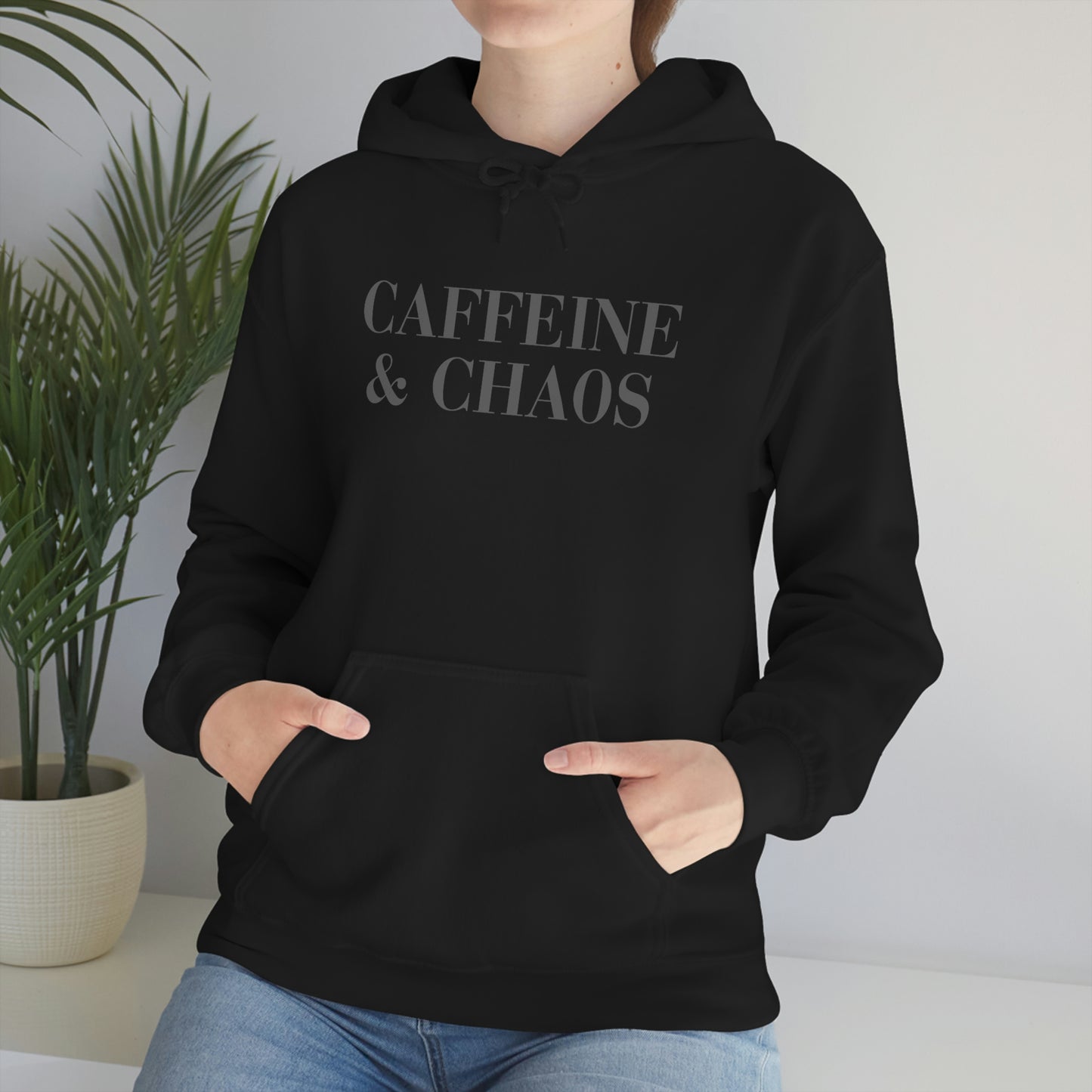 "Caffeine and Chaos" Unisex Heavy Blend™ Hooded Sweatshirt