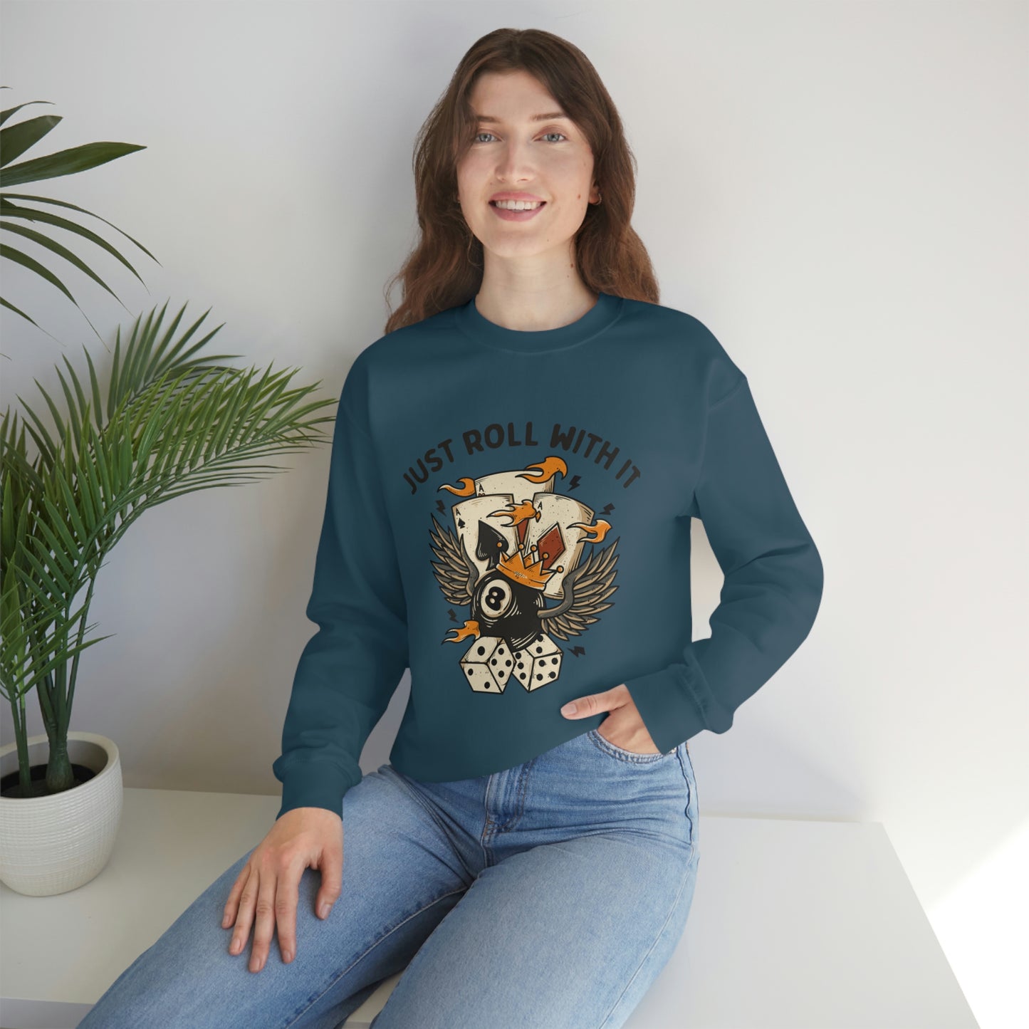 "Just Roll With It" Unisex Crewneck Sweatshirt