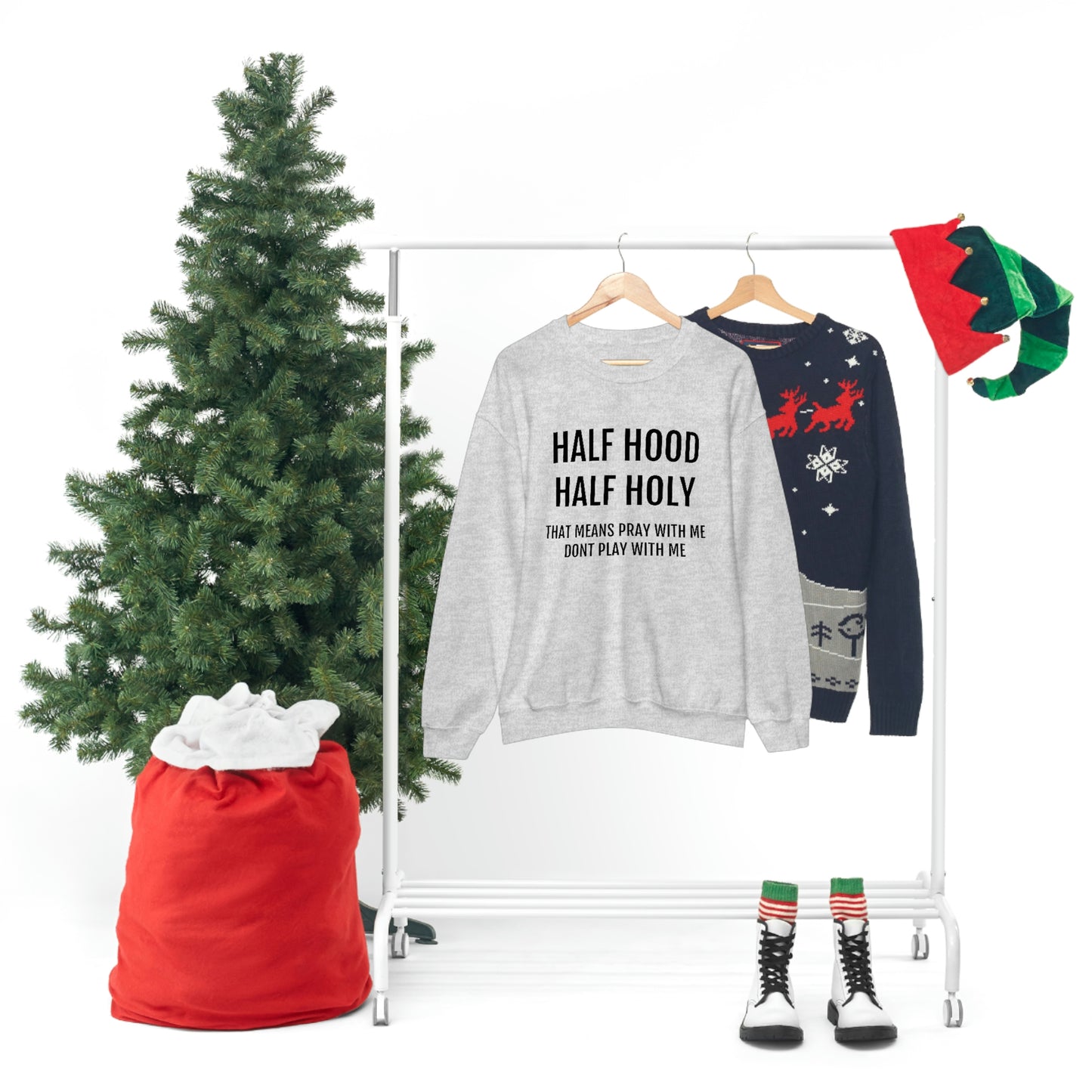“Half Hood Half Holy” Unisex Heavy Blend™ Crewneck Sweatshirt