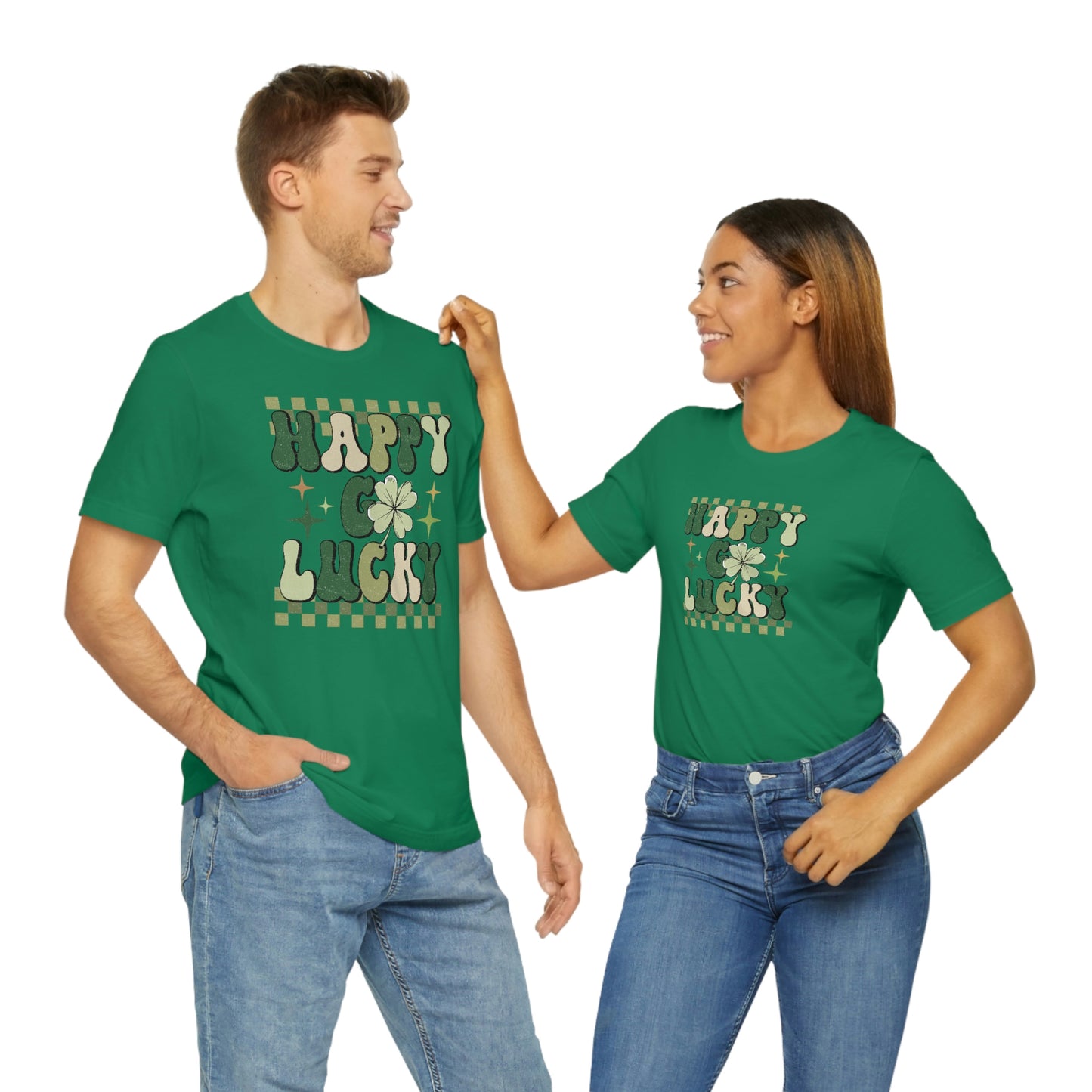 "Happy Go Lucky" Unisex Jersey Short Sleeve Tee (Bella Cavas 3001)