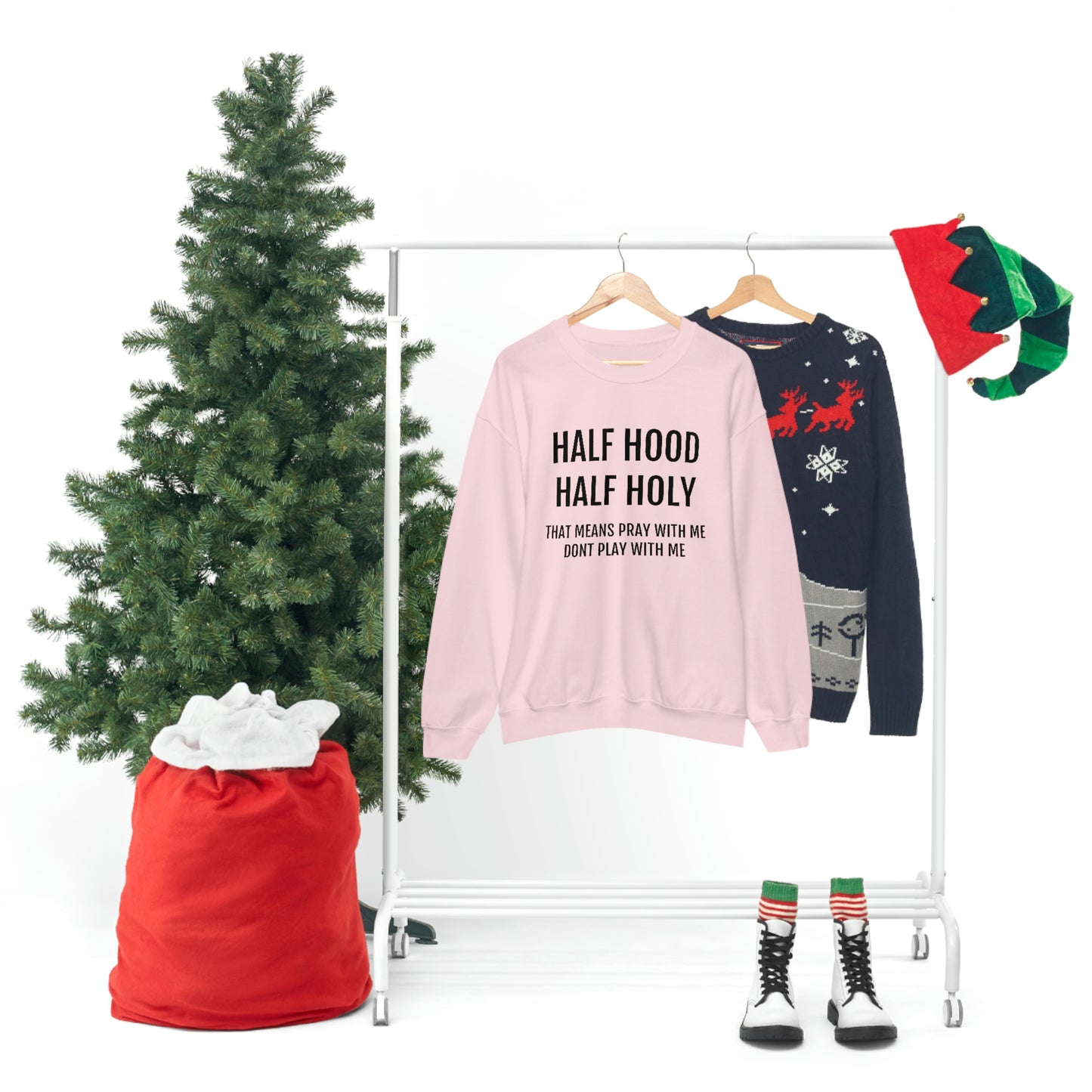 “Half Hood Half Holy” Unisex Heavy Blend™ Crewneck Sweatshirt