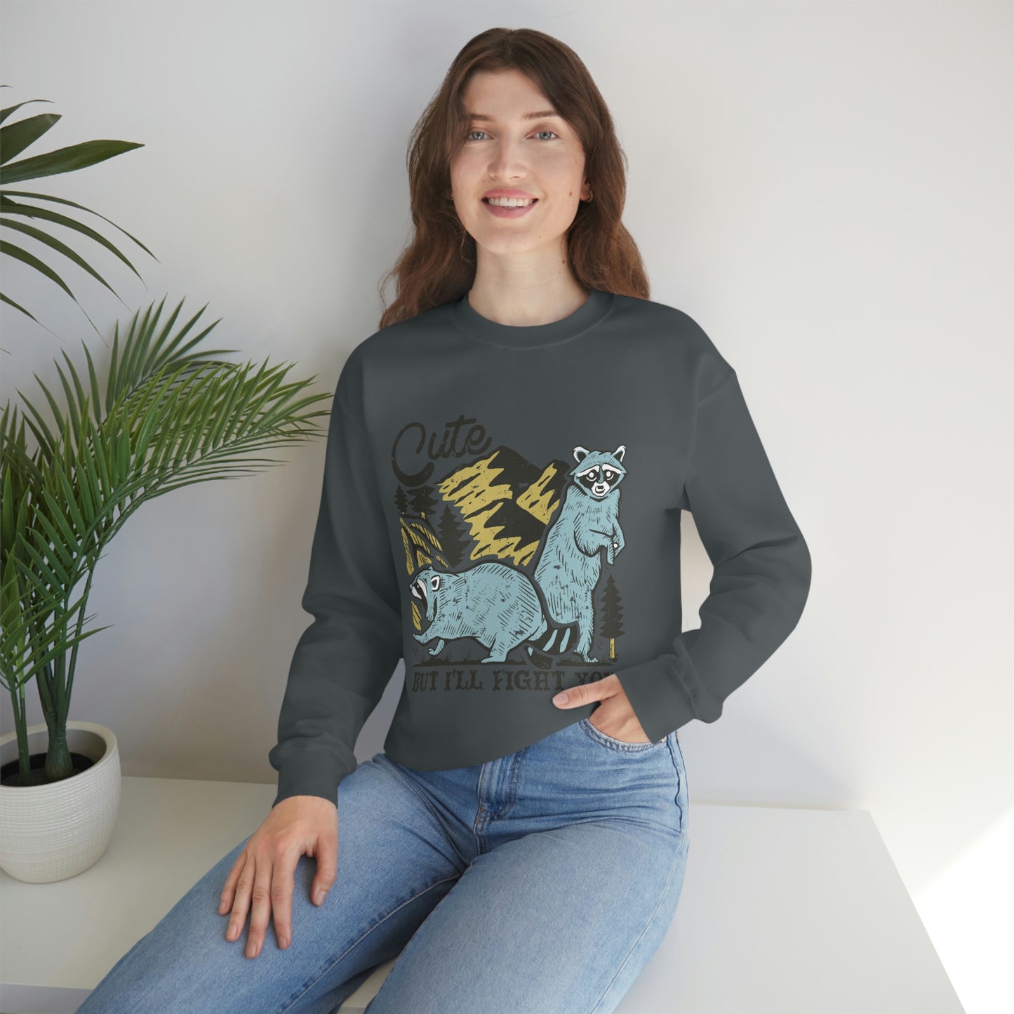 "Cute, but I'll fight you" Unisex Heavy Blend™ Crewneck Sweatshirt
