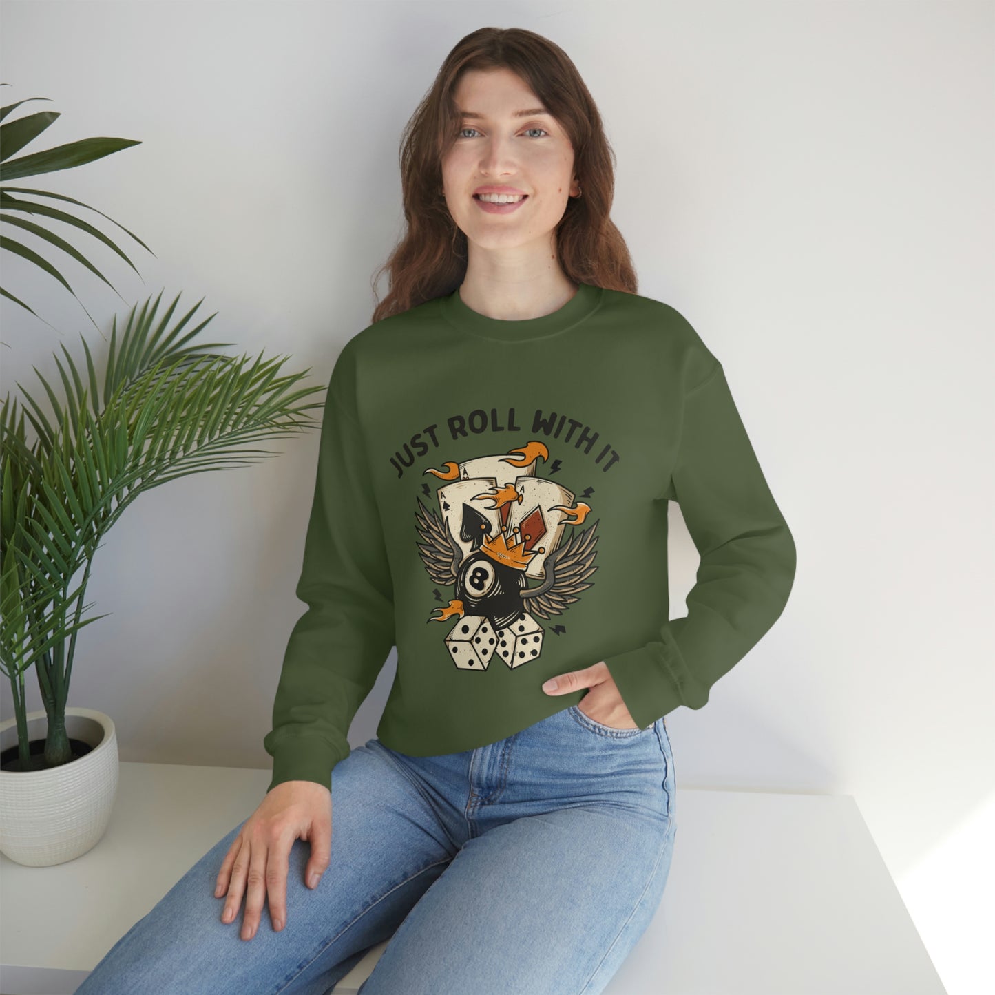 "Just Roll With It" Unisex Crewneck Sweatshirt