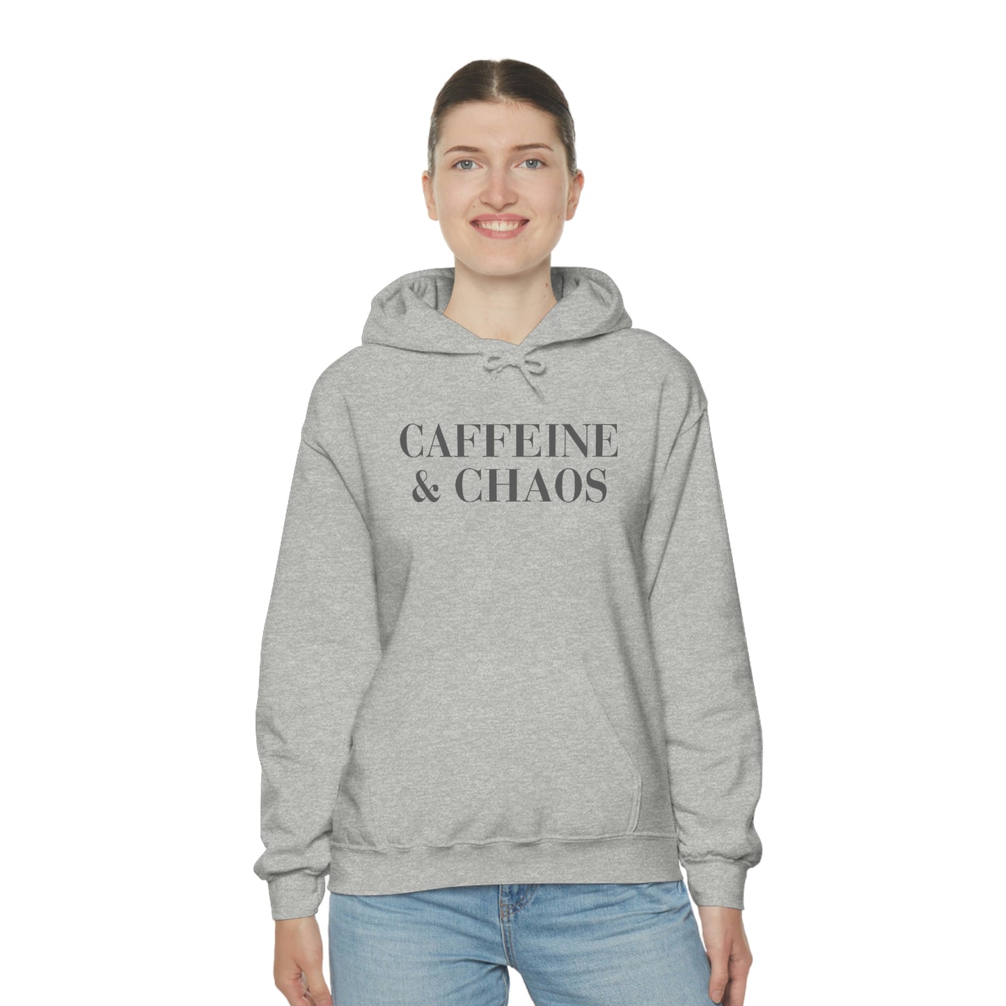 "Caffeine and Chaos" Unisex Heavy Blend™ Hooded Sweatshirt