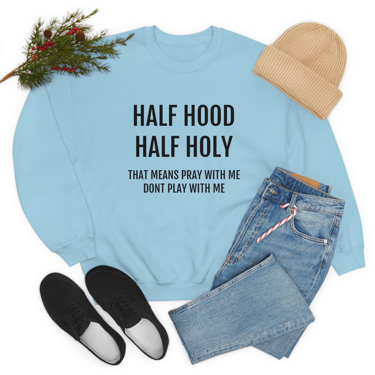 “Half Hood Half Holy” Unisex Heavy Blend™ Crewneck Sweatshirt