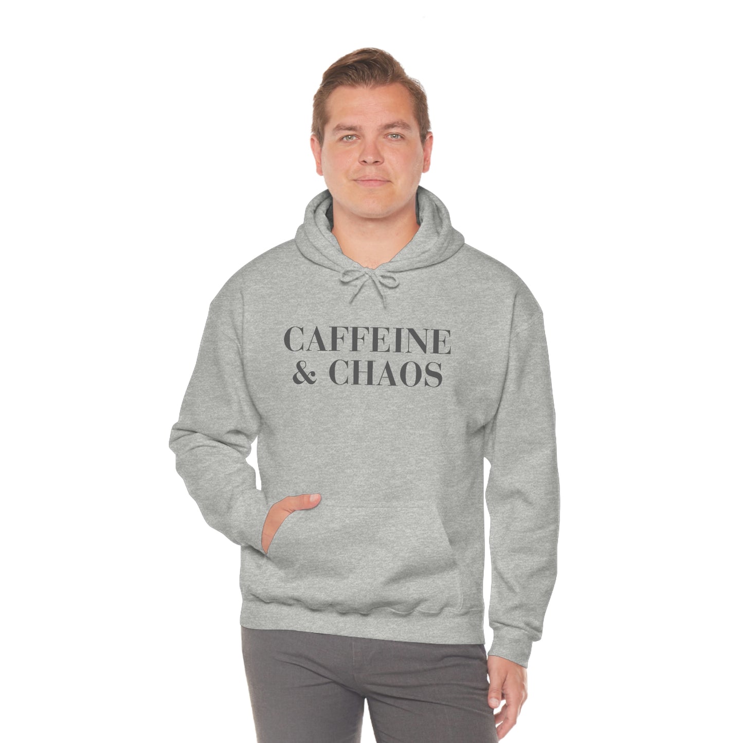 "Caffeine and Chaos" Unisex Heavy Blend™ Hooded Sweatshirt