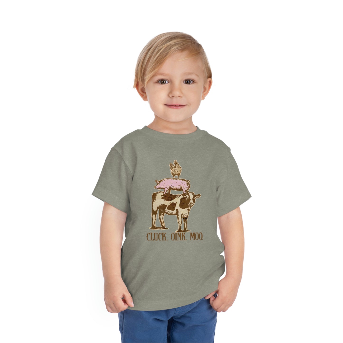 "Cluck, Oink, Moo" Toddler Short Sleeve Tee (2T-5T)