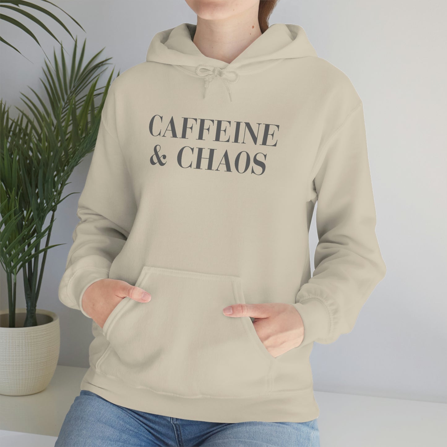 "Caffeine and Chaos" Unisex Heavy Blend™ Hooded Sweatshirt