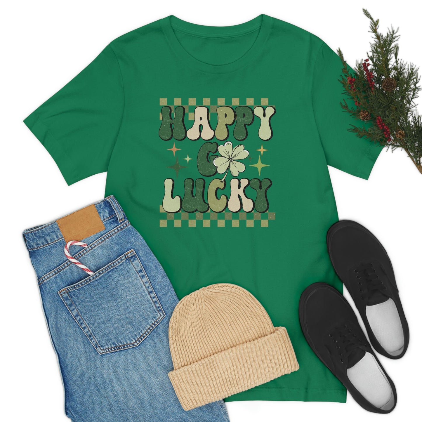 "Happy Go Lucky" Unisex Jersey Short Sleeve Tee (Bella Cavas 3001)