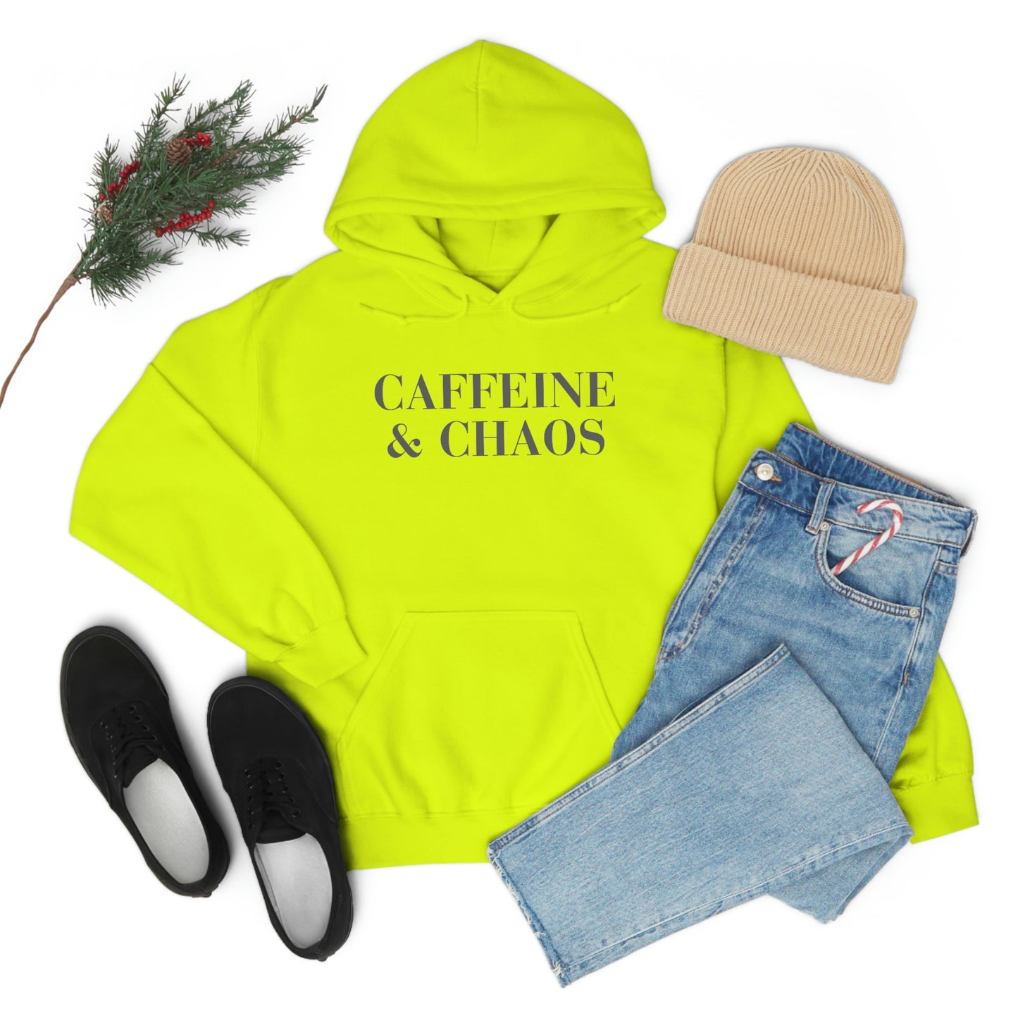 "Caffeine and Chaos" Unisex Heavy Blend™ Hooded Sweatshirt