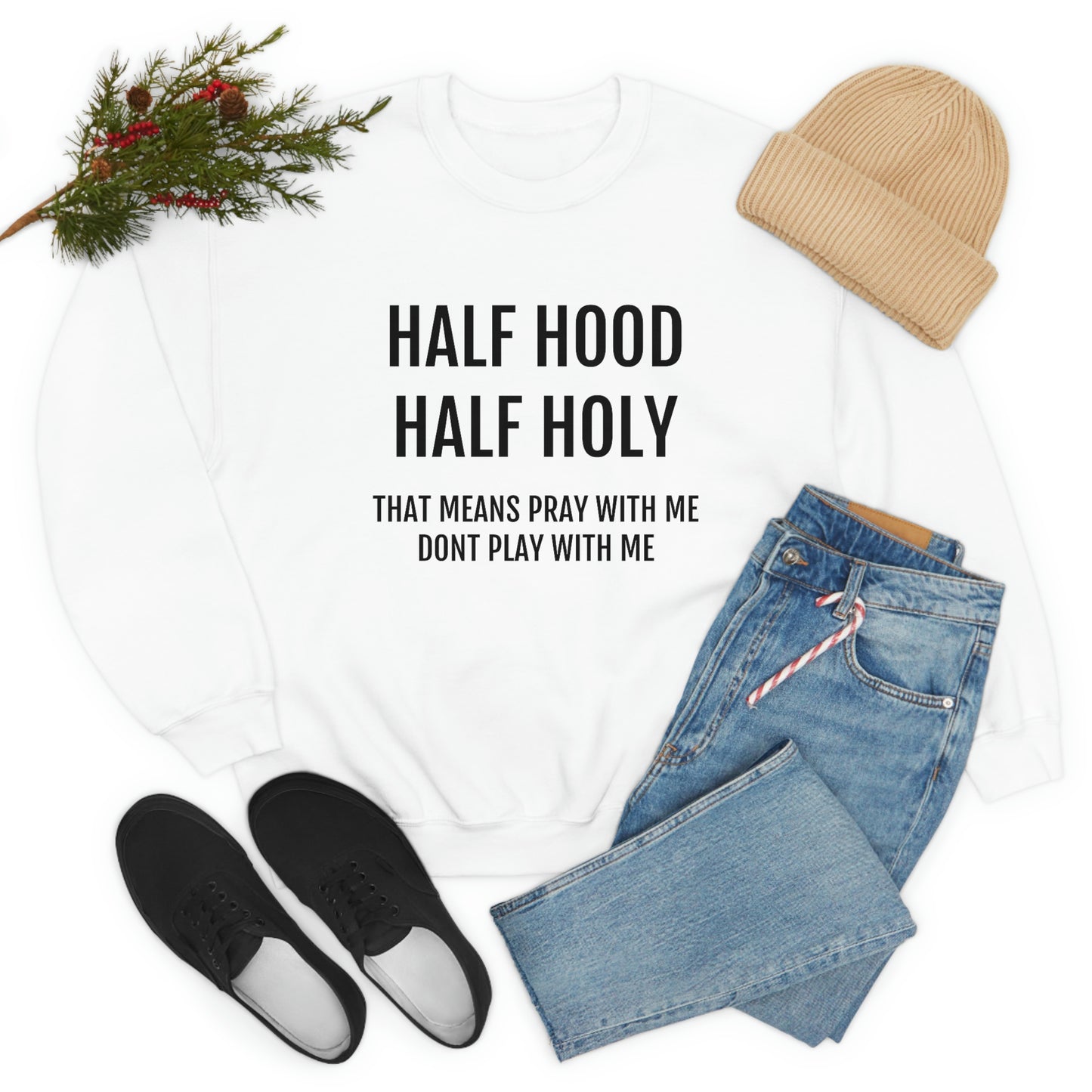 “Half Hood Half Holy” Unisex Heavy Blend™ Crewneck Sweatshirt