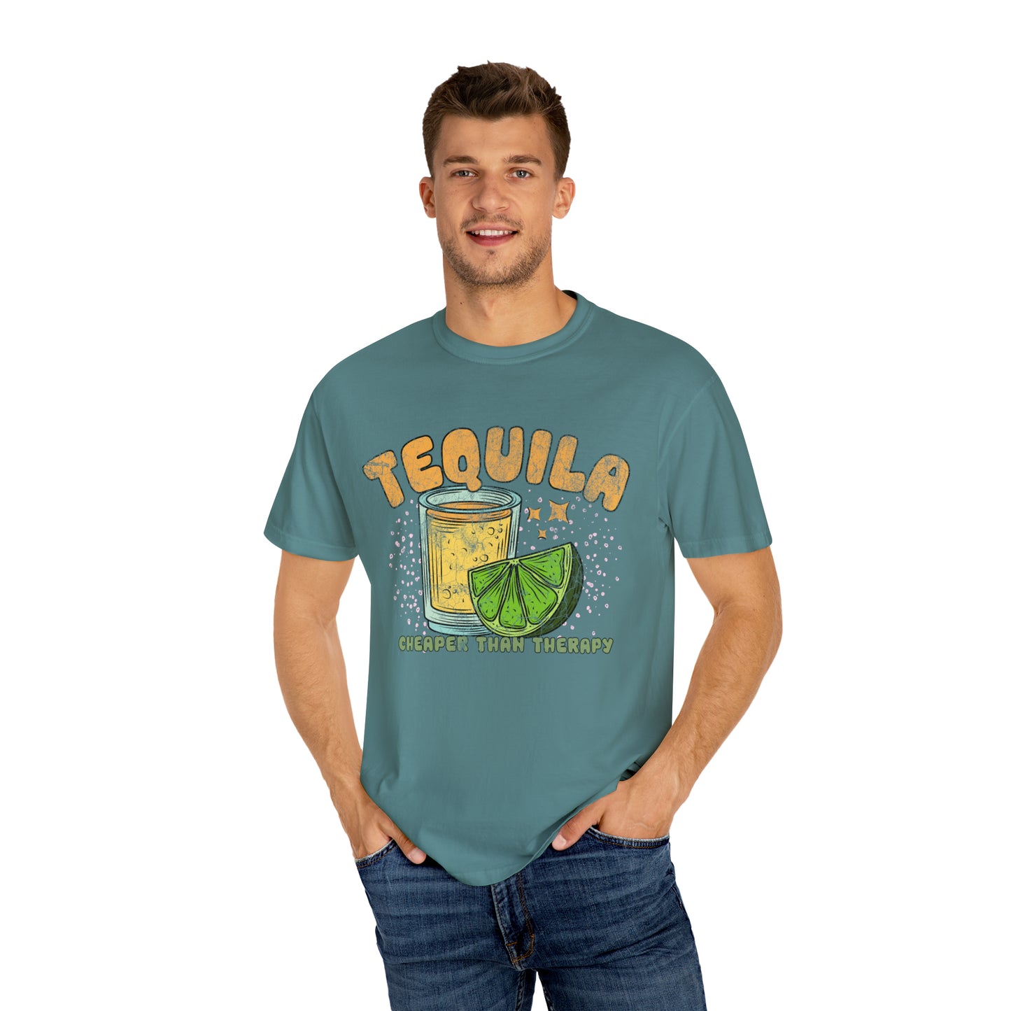"Tequila, Cheaper Than Therapy" Comfort Colors Oversized T-shirt