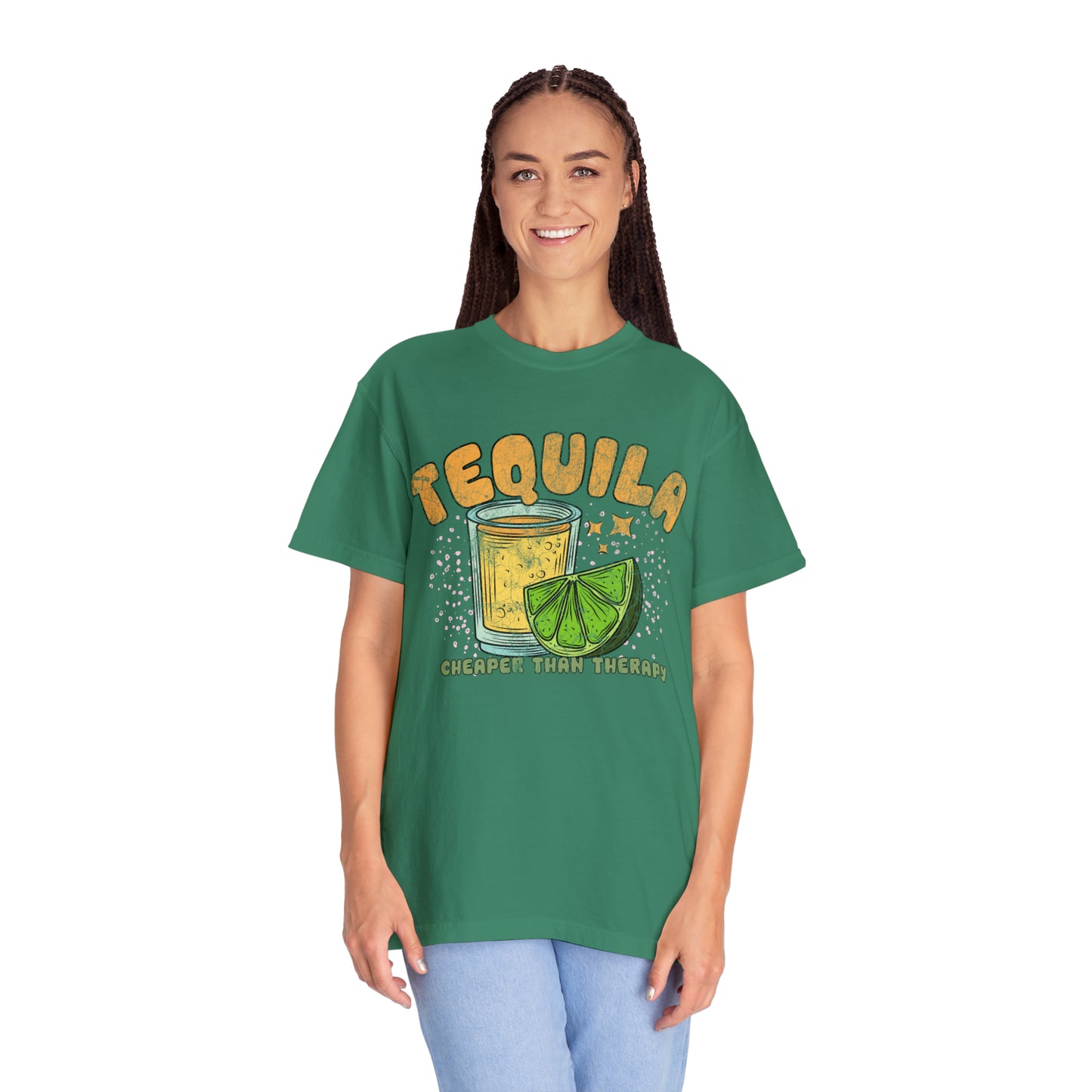 "Tequila, Cheaper Than Therapy" Comfort Colors Oversized T-shirt
