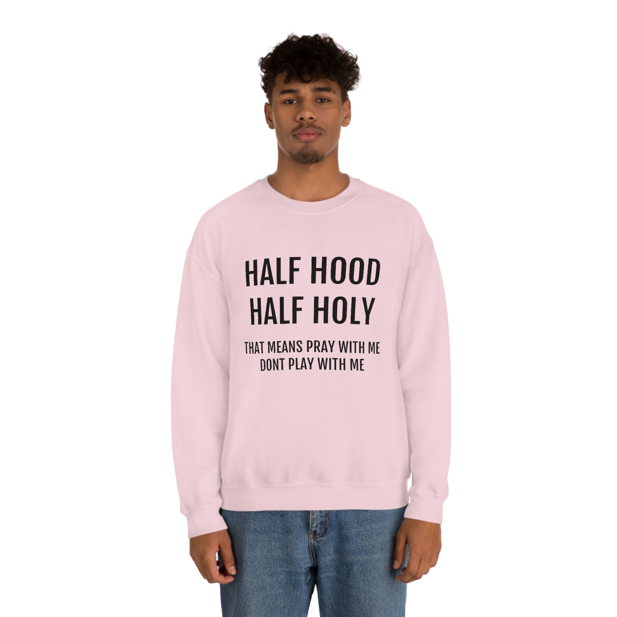 Half Hood Half Holy Unisex Heavy Blend Crewneck Sweatshirt