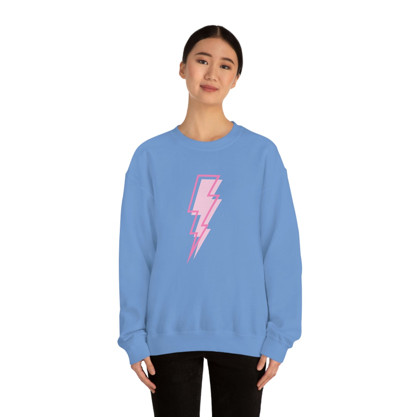 "Pink Lightning Bolt" Unisex Crewneck Sweatshirt