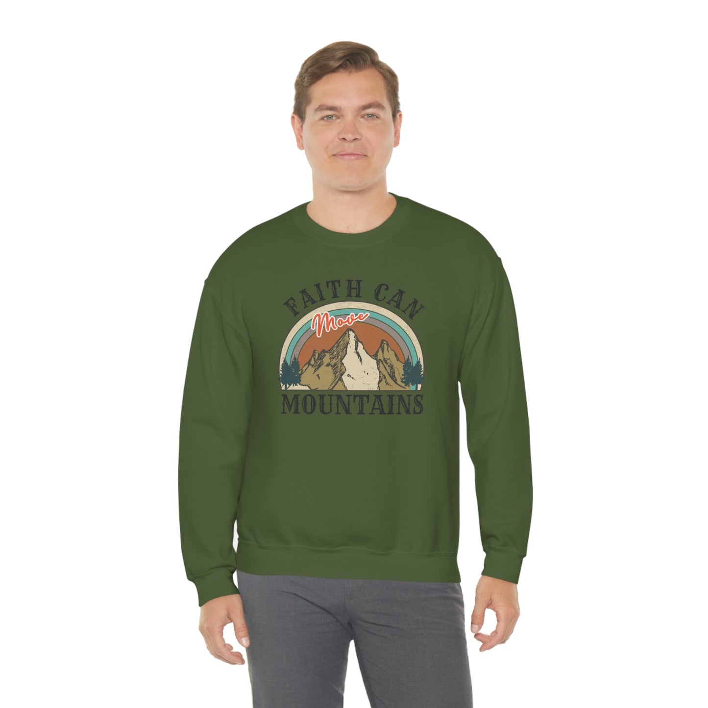 "Faith Can Move Mountains" Unisex Heavy Blend™ Crewneck Sweatshirt