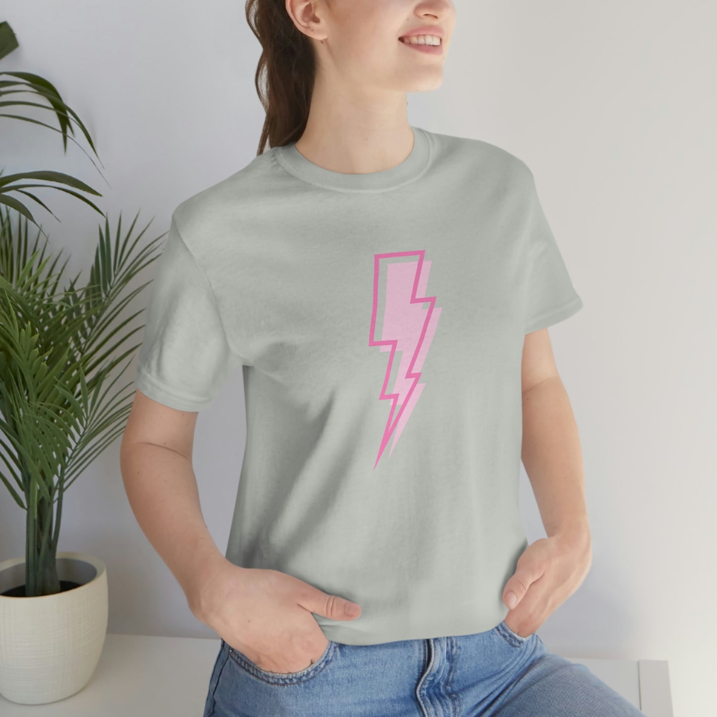 "Pink Lightning Bolt" Bella Canvas Short Sleeve Tee