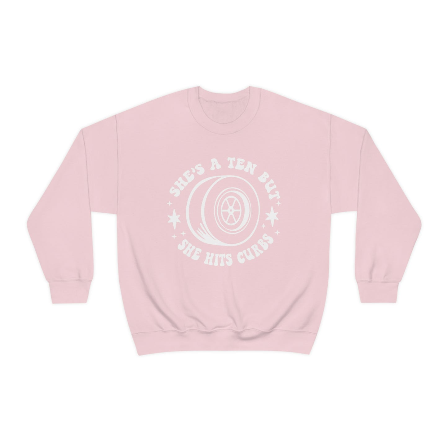 "She's a ten, but she hits curbs" Unisex Heavy Blend™ Crewneck Sweatshirt