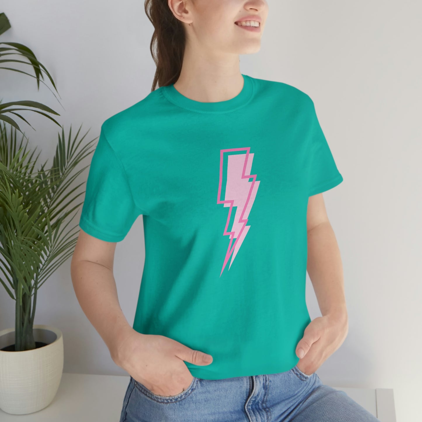 "Pink Lightning Bolt" Bella Canvas Short Sleeve Tee