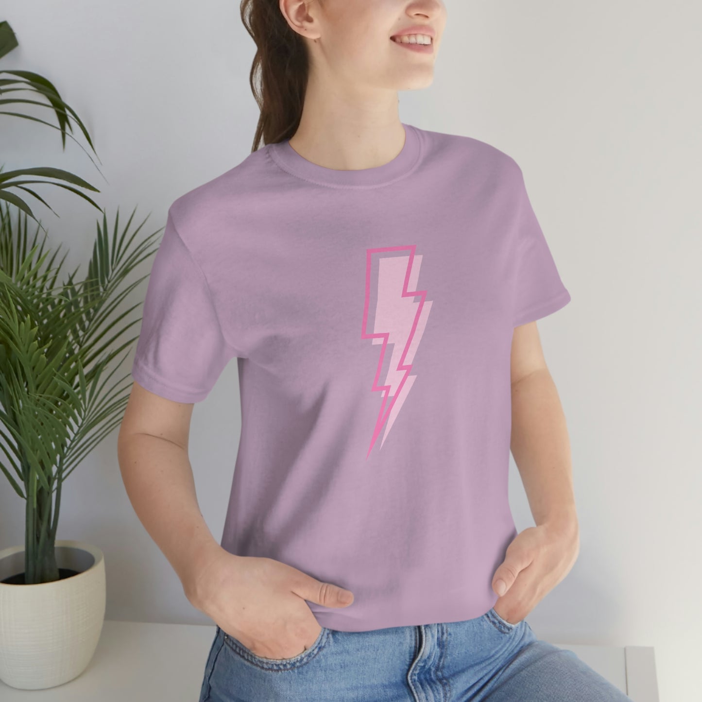 "Pink Lightning Bolt" Bella Canvas Short Sleeve Tee