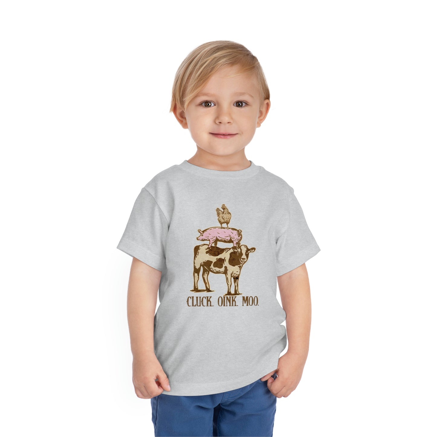 "Cluck, Oink, Moo" Toddler Short Sleeve Tee (2T-5T)