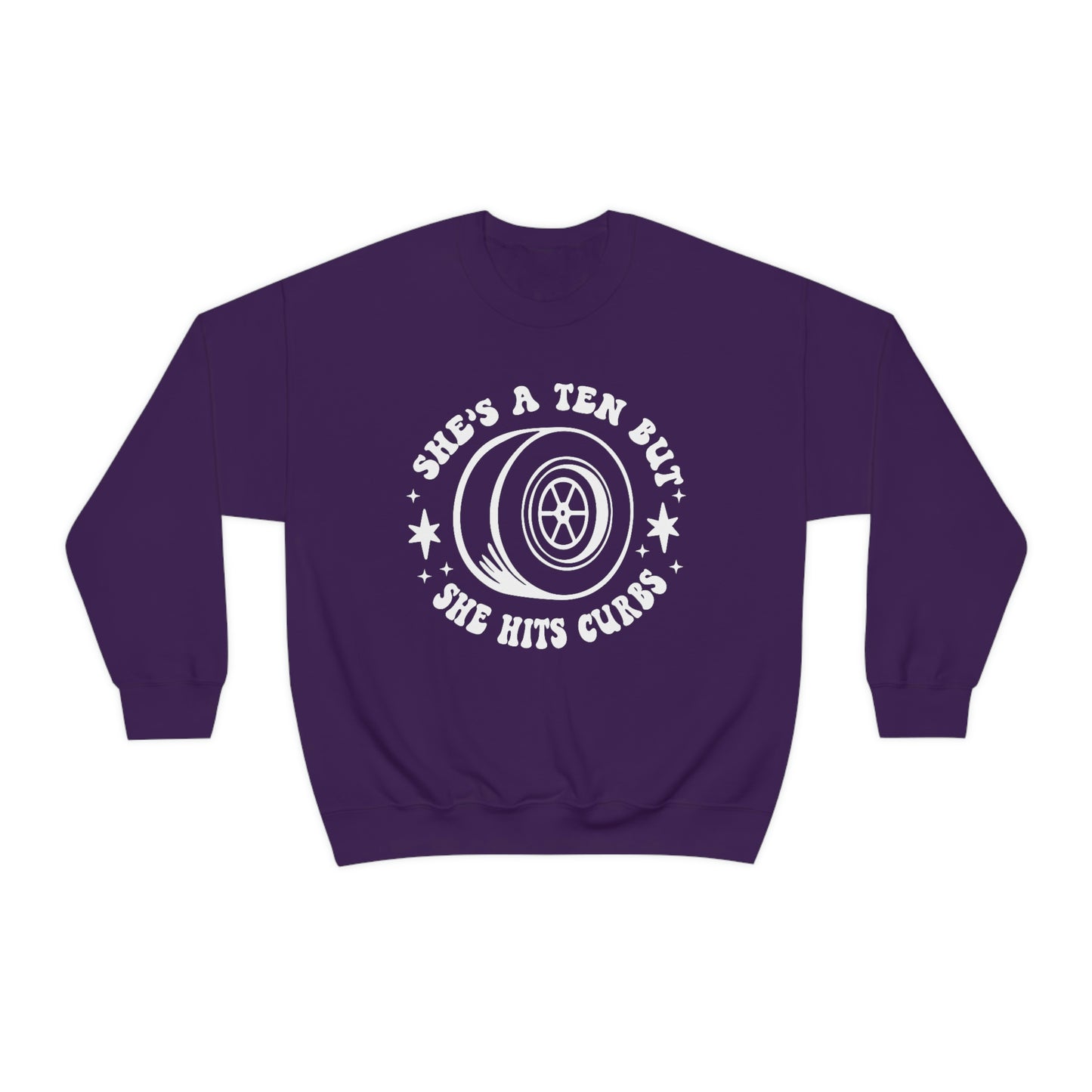 "She's a ten, but she hits curbs" Unisex Heavy Blend™ Crewneck Sweatshirt