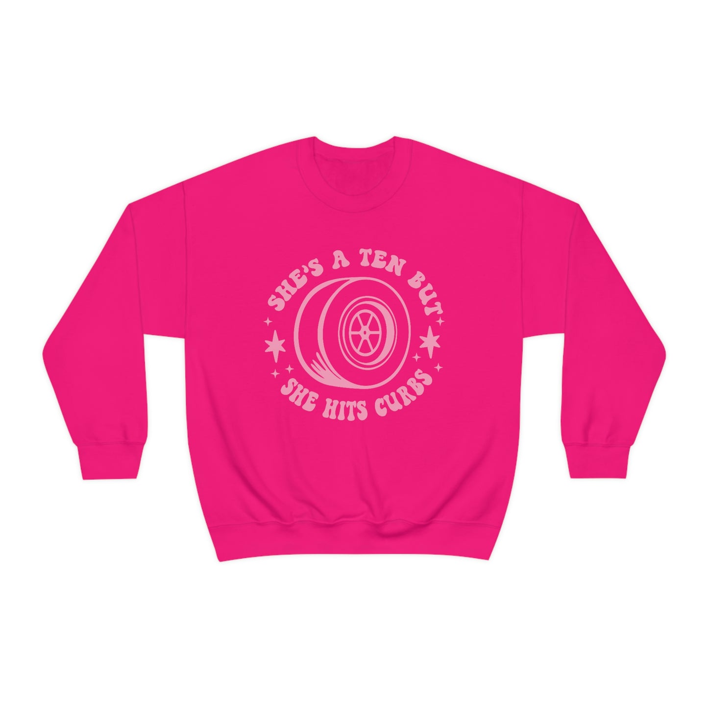 "She's a ten, but she hits curbs" Unisex Heavy Blend™ Crewneck Sweatshirt