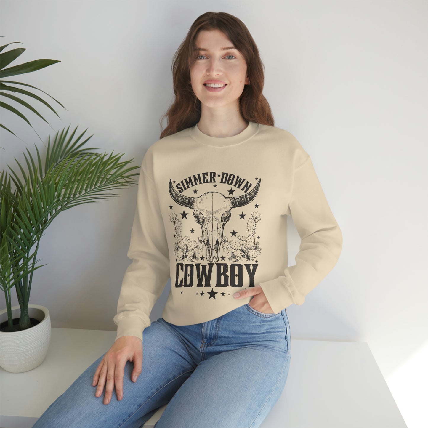 "Simmer Down Cowboy" Unisex Heavy Blend™ Crewneck Sweatshirt