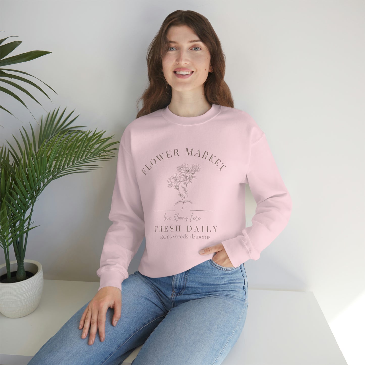 "Flower Market Sweatshirt" Unisex Heavy Blend™ Crewneck Sweatshirt