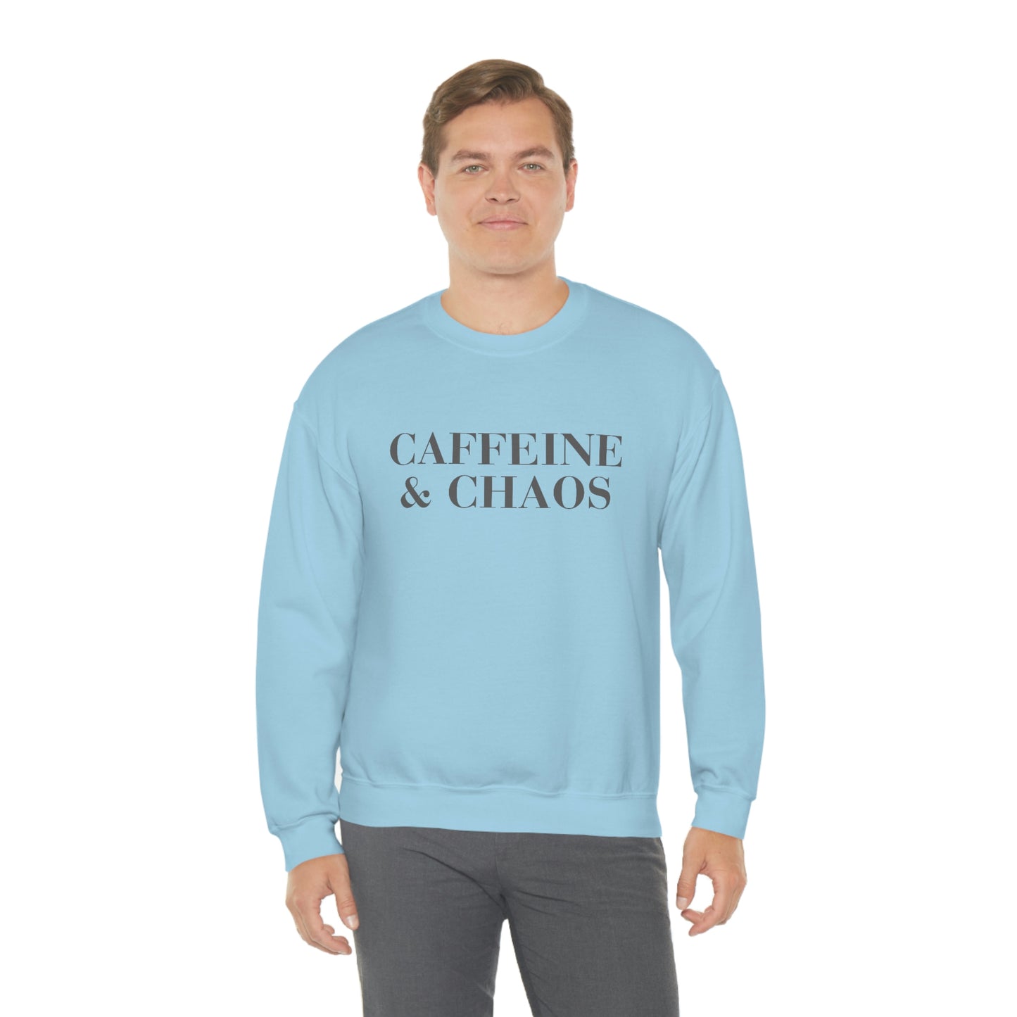 "Caffeine and Chaos" Unisex Heavy Blend™ Crewneck Sweatshirt