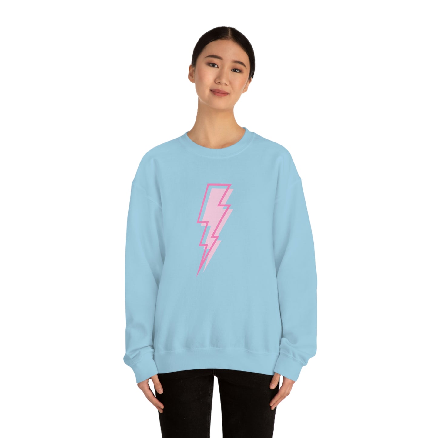 "Pink Lightning Bolt" Unisex Crewneck Sweatshirt