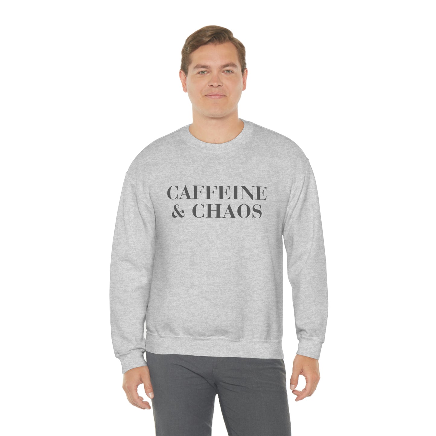 "Caffeine and Chaos" Unisex Heavy Blend™ Crewneck Sweatshirt