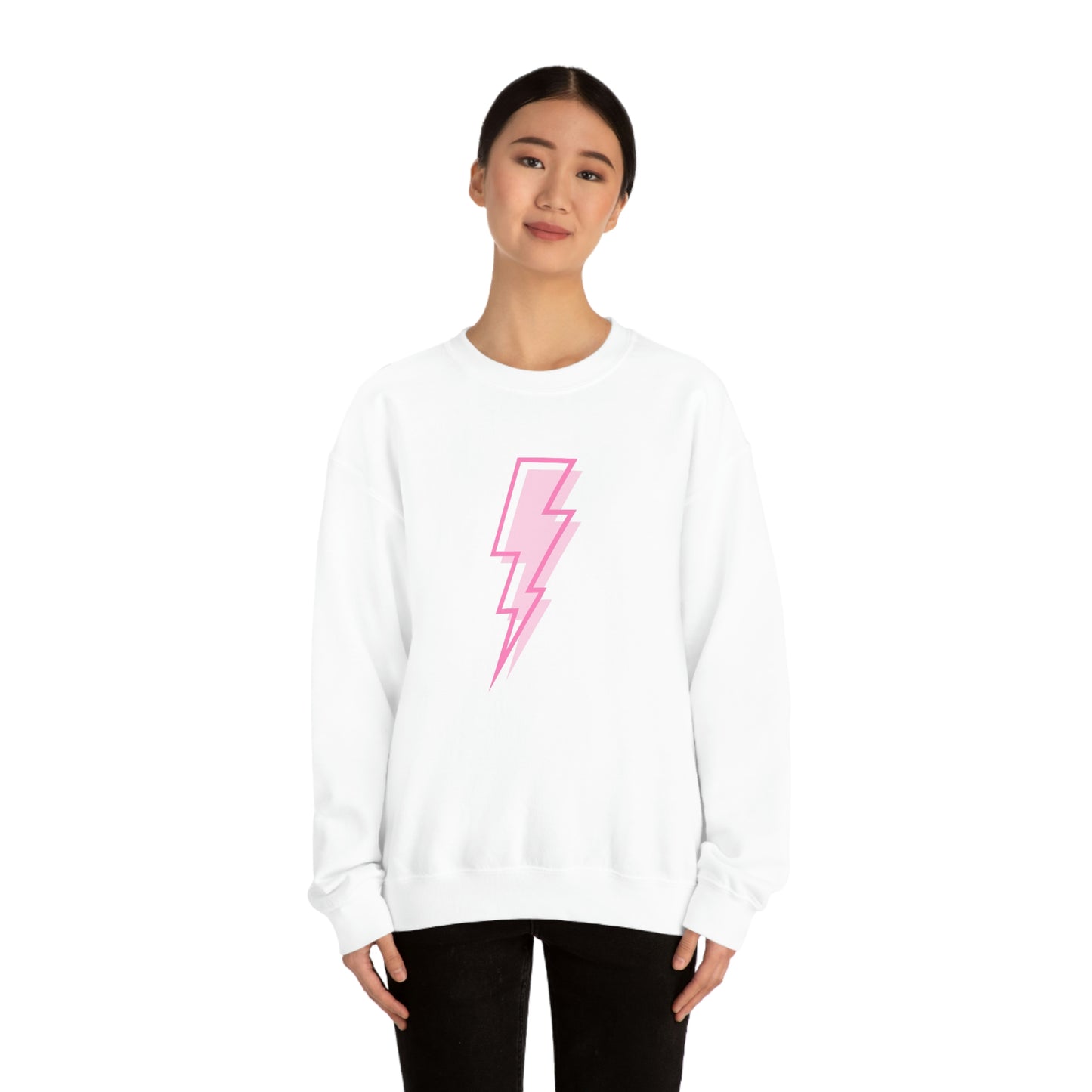 "Pink Lightning Bolt" Unisex Crewneck Sweatshirt