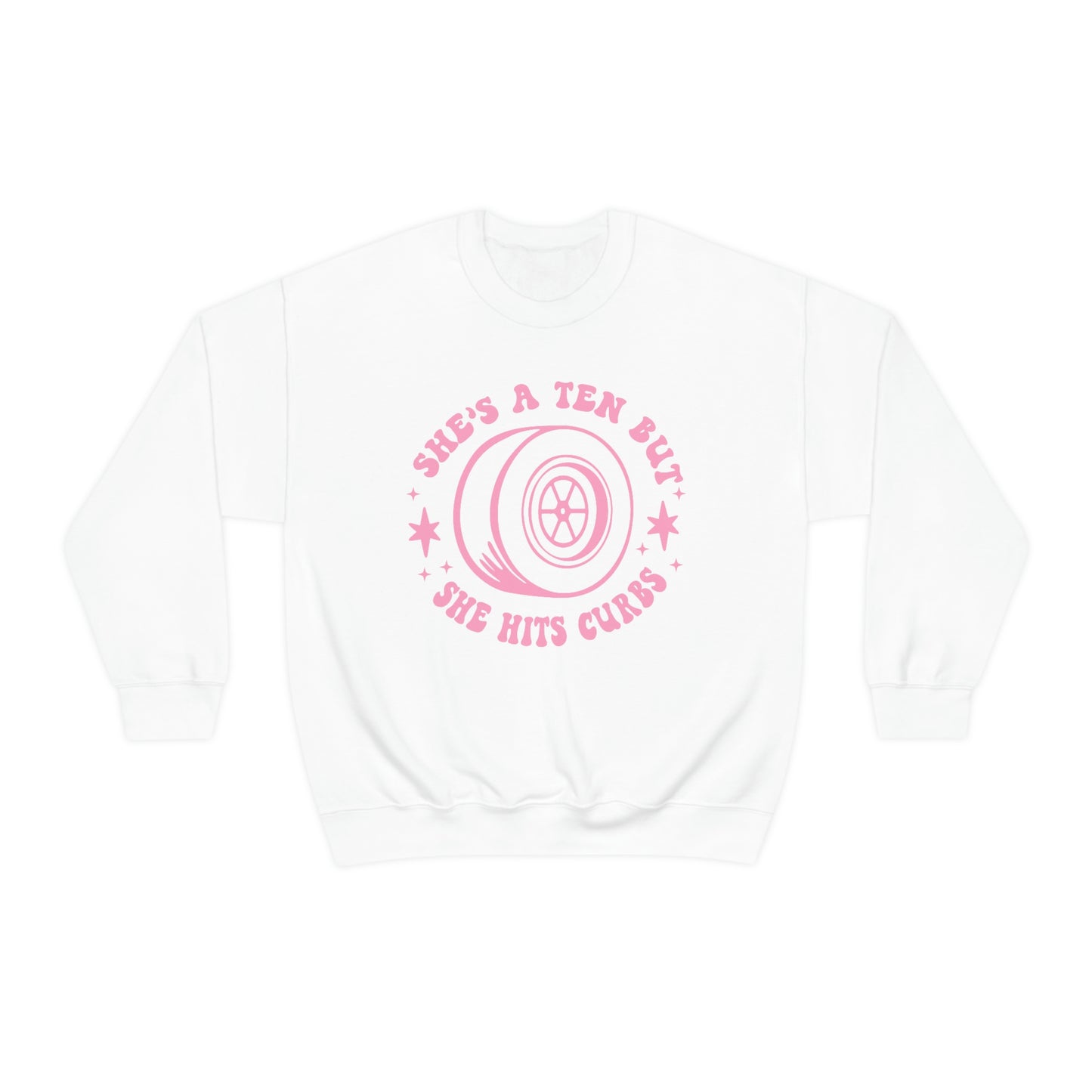 "She's a ten, but she hits curbs" Unisex Heavy Blend™ Crewneck Sweatshirt