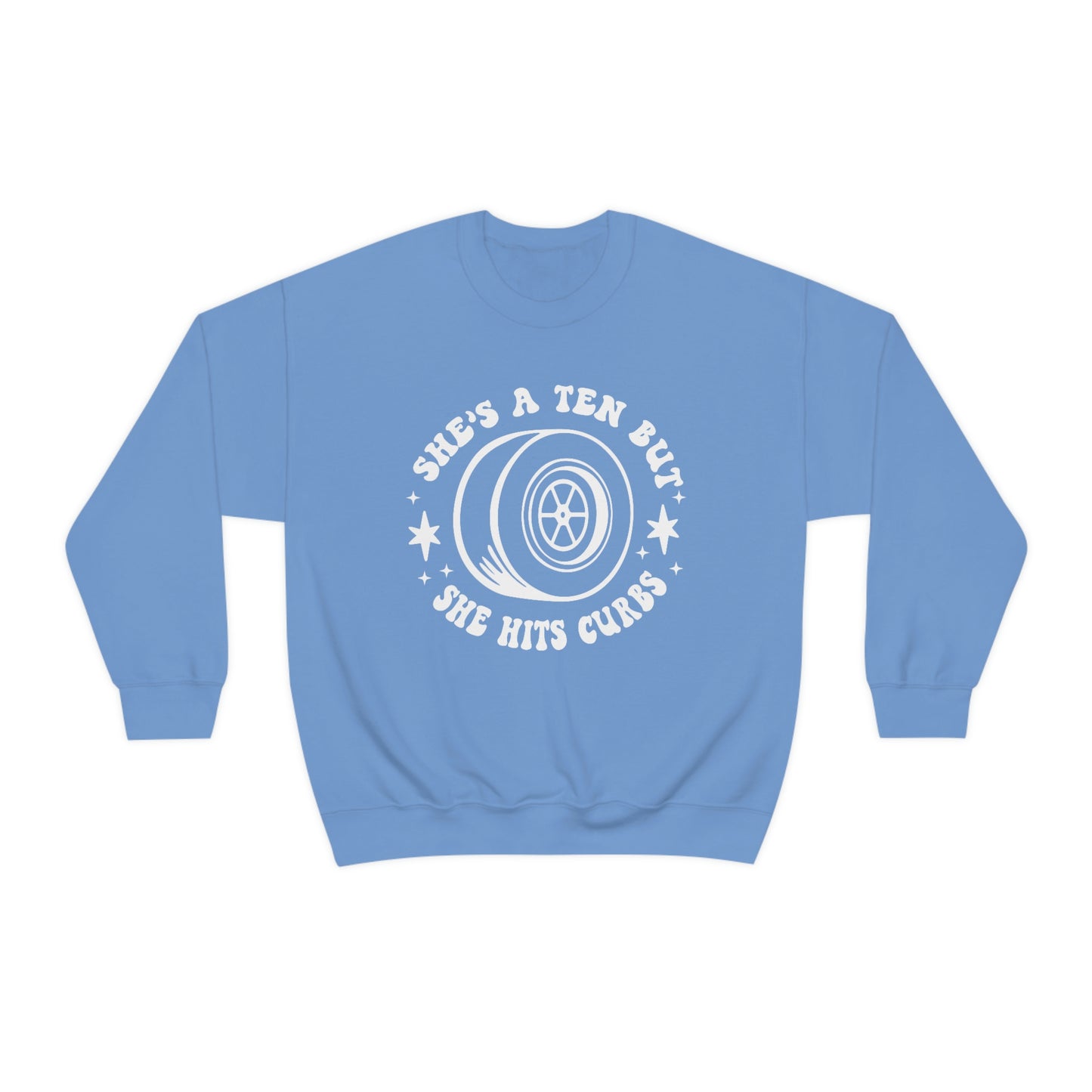 "She's a ten, but she hits curbs" Unisex Heavy Blend™ Crewneck Sweatshirt